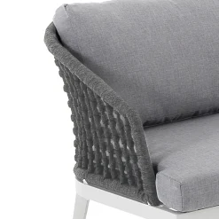 Afteli salotto interno e esterno in alluminio bianco opaco con cuscini tessuto sintetico grigio chiaro