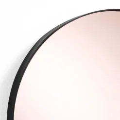 Afterlight round specchio da parete in acciaio nero opaco specchio di colore rose gold 30x3 h40 cm