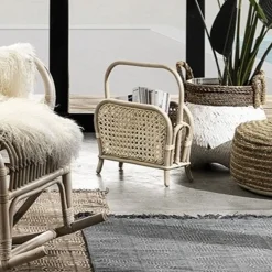 Alopa portariviste in rattan sbiancato 40x20xh41 cm