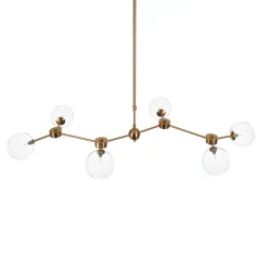 Alycia a clear lampadario acciaio verniciato ottone anticato opaco sfere in vetro trasparente cm 120 x 68 h90