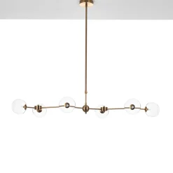 Alycia a clear lampadario acciaio verniciato ottone anticato opaco sfere in vetro trasparente cm 120 x 68 h90