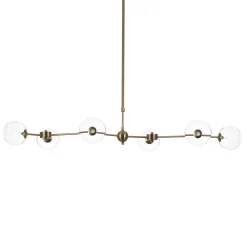 Alycia a clear lampadario acciaio verniciato ottone anticato opaco sfere in vetro trasparente cm 120 x 68 h90
