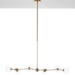 Alycia a clear lampadario acciaio verniciato ottone anticato opaco sfere in vetro trasparente cm 120 x 68 h90