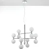 Alycia b lampadario in metallo cromato sfere in vetro bianco opaco con cavo regolabile d75 h56 cm