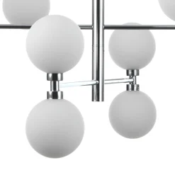 Alycia b lampadario in metallo cromato sfere in vetro bianco opaco con cavo regolabile d75 h56 cm