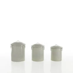 Amerika set 3 mini pattumiere in metallo colore avorio lucido