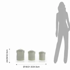 Amerika set 3 mini pattumiere in metallo colore avorio lucido