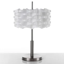 Arca lampada da tavolo in polipropilene bianco opaco e acciaio satinato d36 h47 cm