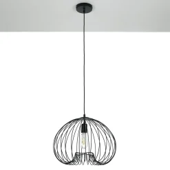 Arcon b lampadario con paralume in filo di acciaio nero opaco ø.42 h.32