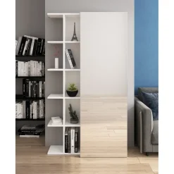 Art libreria / guardaroba / scarpiera bianca finitura larice con anta a specchio 87.5x28xh160 cm