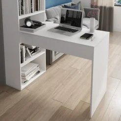 Art Libreria Scrivania Bianca finitura Larice, 119x 535 x h 141 cm