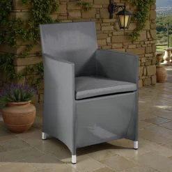 Bali grey poltrona da esterno in alluminio rivestito in pvc grigio scuro 56.5x58xh85 cm