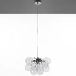 Balloons transparent lampadario in acciaio cromato 17 sfere in vetro trasparente 40x40xh25 cm