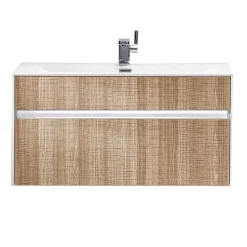 Base sospesa rovere tranchè con lavello e cestone 90x48xh45 cm