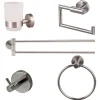 Basic bicchiere porta spazzolini da parete class in metallo e vetro satinato h10 l65 p10 cm