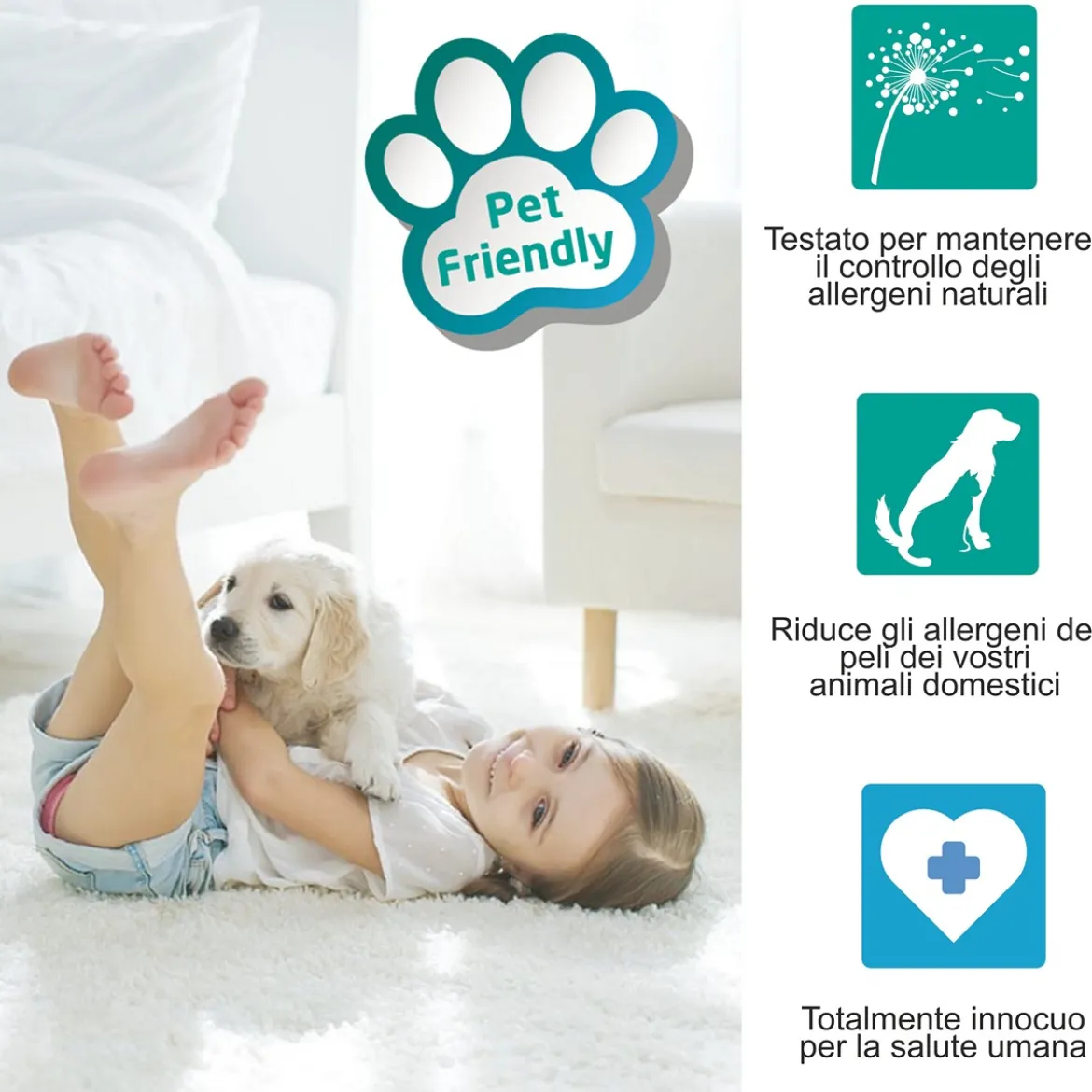 Berber 03 tappeto cm 160 x 230 pet friendly riduce gli allergeni