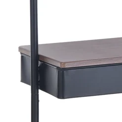 Billy stender in acciaio nero opaco ripiano effetto legno 60x37xh190 cm