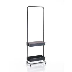 Billy stender in acciaio nero opaco ripiano effetto legno 60x37xh190 cm