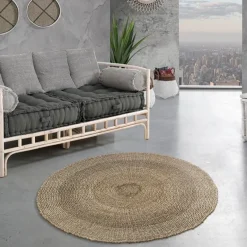 Brahmi tappeto rotondo in seagrass colore naturale per interno/esterno d150 cm