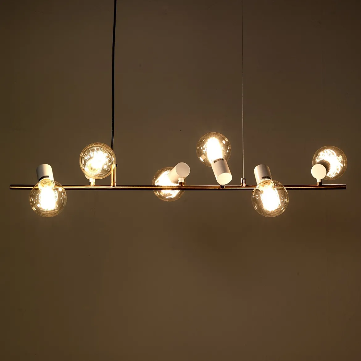 Branch lampadario in metallo ottone luci direzionabili e filo regolabile 90 h120 cm
