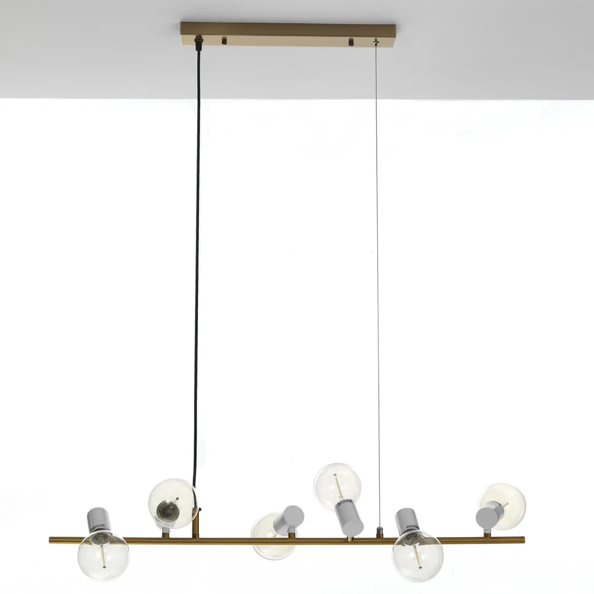Branch lampadario in metallo ottone luci direzionabili e filo regolabile 90 h120 cm