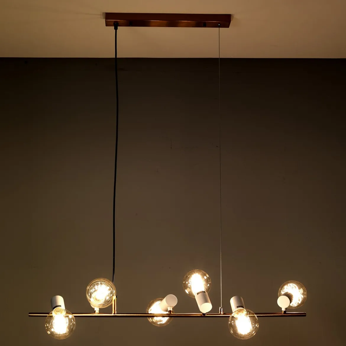 Branch lampadario in metallo ottone luci direzionabili e filo regolabile 90 h120 cm
