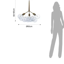 Brunch lampadario in metallo verniciato ottone con sfere in vetro d60 h60 cm