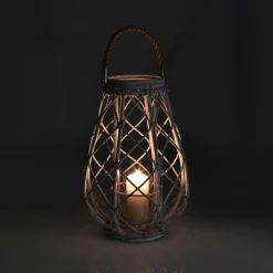Bubu lanterna in rattan grigia e vetro 36x36xh50 cm