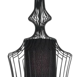Cathedral a lampadario in metallo nero opaco con paralume in filo di acciaio e tessuto nero d29 h64 cm