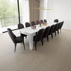 Charlie white tavolo / consolle allungabile finitura larice bianco con 6 prolunghe 54-306x90 cm