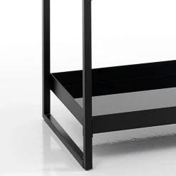 Chuku scaffale 3 ripiani in vetro temprato nero e acciaio nero opaco 64x34xh75 cm