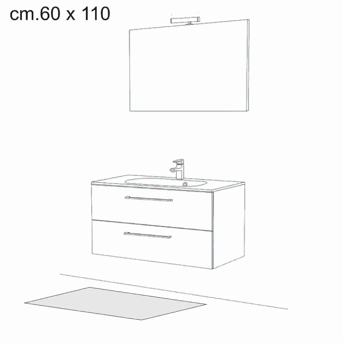 City grey black 13 tappeto bagno / scendiletto cm 60 x 110