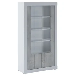 Clarke cement vetrina colonia cement 2 ante vetro e grigio cemento struttura finitura larice bianco 110x42xh191 cm