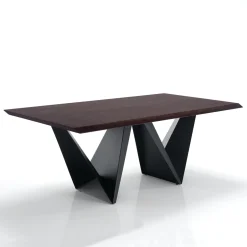 Cleft Tavolo Fisso impiallacciato finitura Noce e base in Metallo verniciato Nero opaco, 200x100 cm