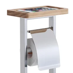 Clo colonna porta spazzolino e porta carta igienica in metallo cromato 20x18xh74.5 cm