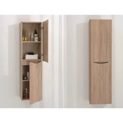 Colonna pensile in legno finitura rovere tranchè con ante ammortizzate l40 p30 h150 cm