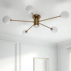 Combo globe lampadario in acciaio verniciato ottone anticato opaco 92x92xh16.5 cm