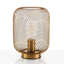 Crate lampada da tavolo in filo di metallo ottone anticato opaco d20 h27 cm