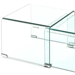 Cristal double set 2 tavolini a ponte in vetro curvato 49x44.5 41x44.5 cm