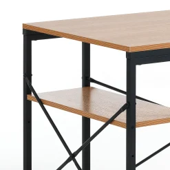 Cukin Evo Scrivania Acciaio Nero Opaco piano e 2 Ripiani finitura Faggio