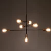 Devon lampadario in metallo verniciato nero e ottone con cavo regolabile 82x40 h50 cm