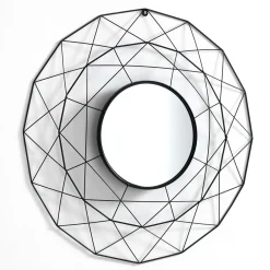 Diamond 70 specchiera da parete in metallo verniciato nero opaco d68x5 cm