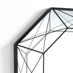 Diamond specchiera da parete in metallo verniciato nero opaco dimensione 45x8 h45 cm