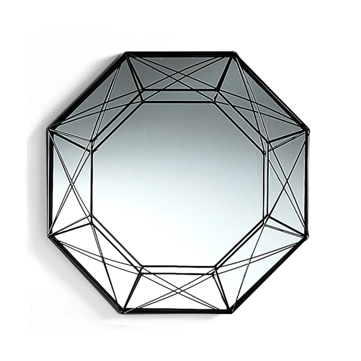 Diamond specchiera da parete in metallo verniciato nero opaco dimensione 45x8 h45 cm