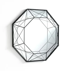 Diamond specchiera da parete in metallo verniciato nero opaco dimensione 45x8 h45 cm