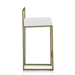 Dodo gold home sgabello pelle sintetica bianca struttura metallo colore oro opaco cm h77 l41 p41