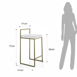 Dodo gold home sgabello pelle sintetica bianca struttura metallo colore oro opaco cm h77 l41 p41