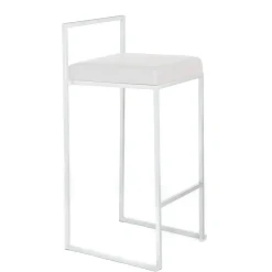 Dodo white sgabello in pelle sintetica e metallo colore bianco 41x41xh88