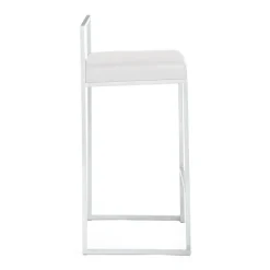 Dodo white sgabello in pelle sintetica e metallo colore bianco 41x41xh88