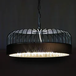 Dome mike lampadario in filo di metallo nero opaco d23 h34 cm